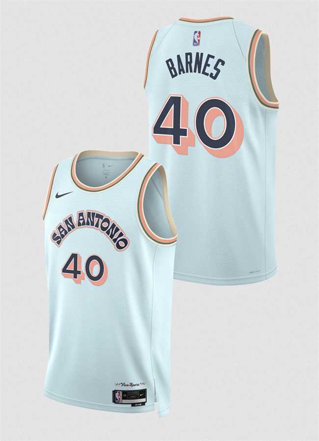 Mens San Antonio Spurs #40 Harrison Barnes Light Blue 2024-25 City Edition Stitched Jersey Dzhi->san antonio spurs->NBA Jersey